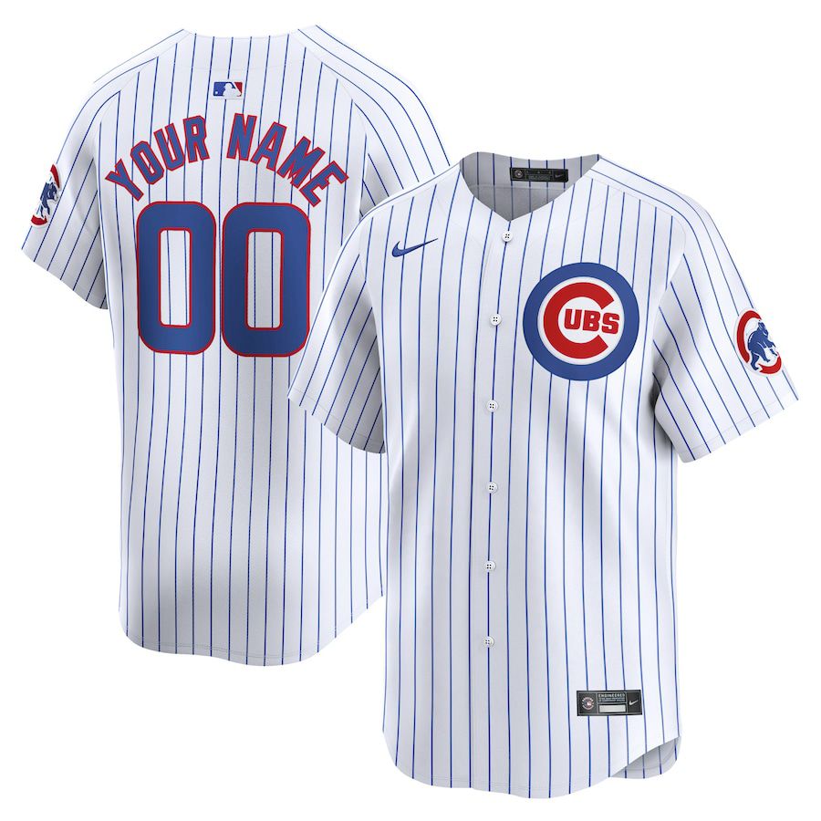 Men Chicago Cubs Nike White Home Limited Custom MLB Jersey